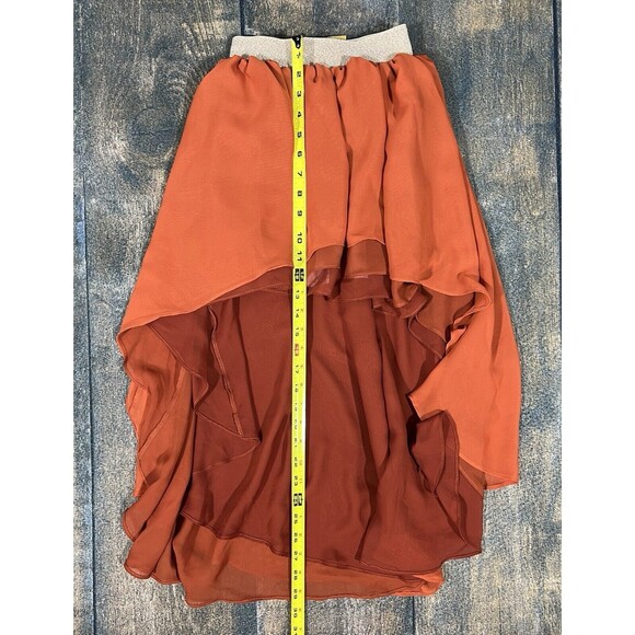 Pleiades Girls Size 5 Amber Orange Chiffon High Low Skirt! - Picture 2 of 6